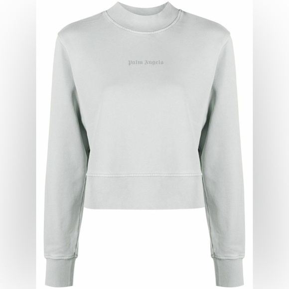 NWOT Palm Angels Reversed Logo Crewneck Sweatshirt Boxy Fit Grey Medium - Picture 1 of 13